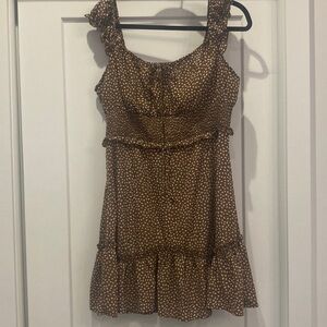 Brown Printed Ruffle Sundress